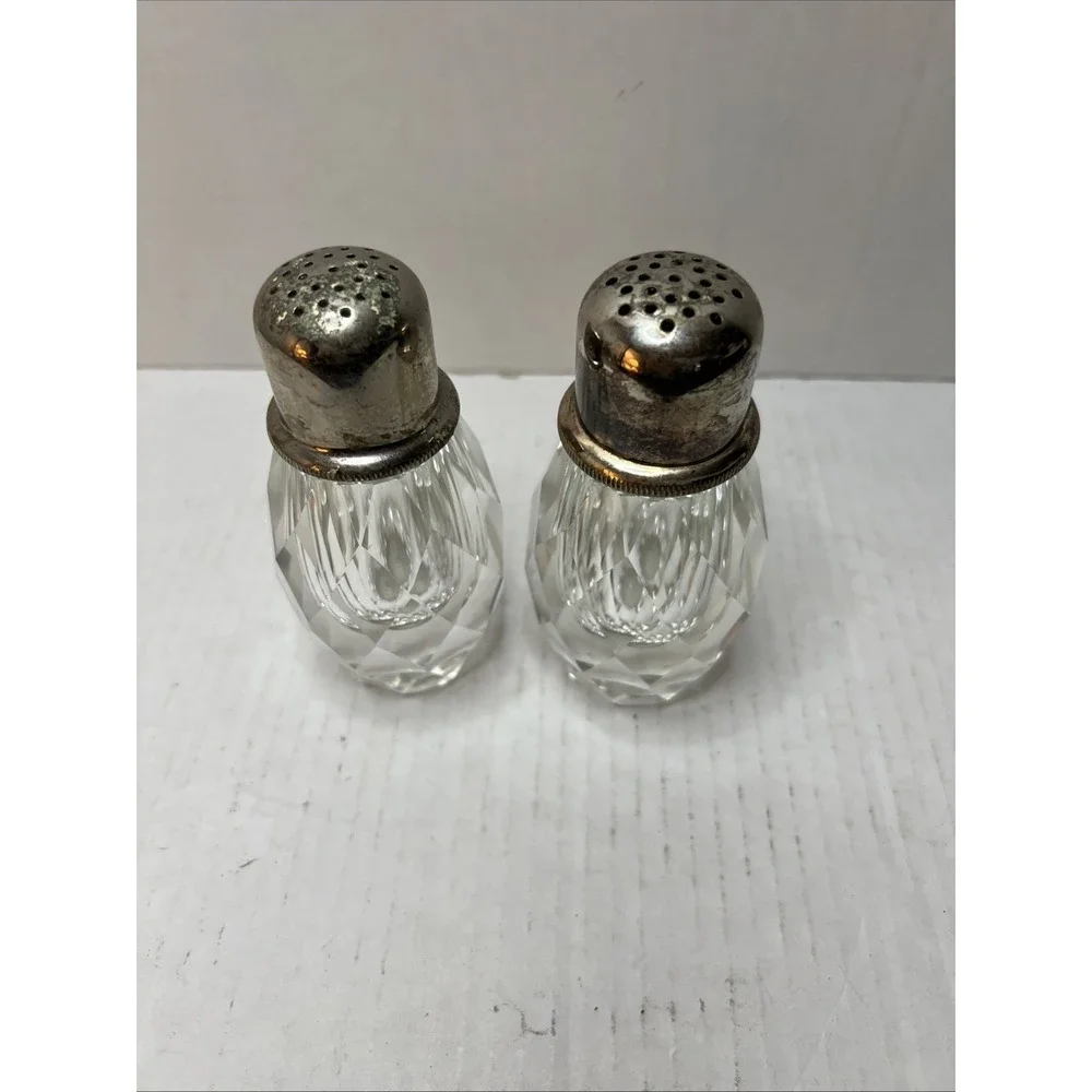Vintage post House Silverplate Crystal Pepper Mill And Salt Shaker Set